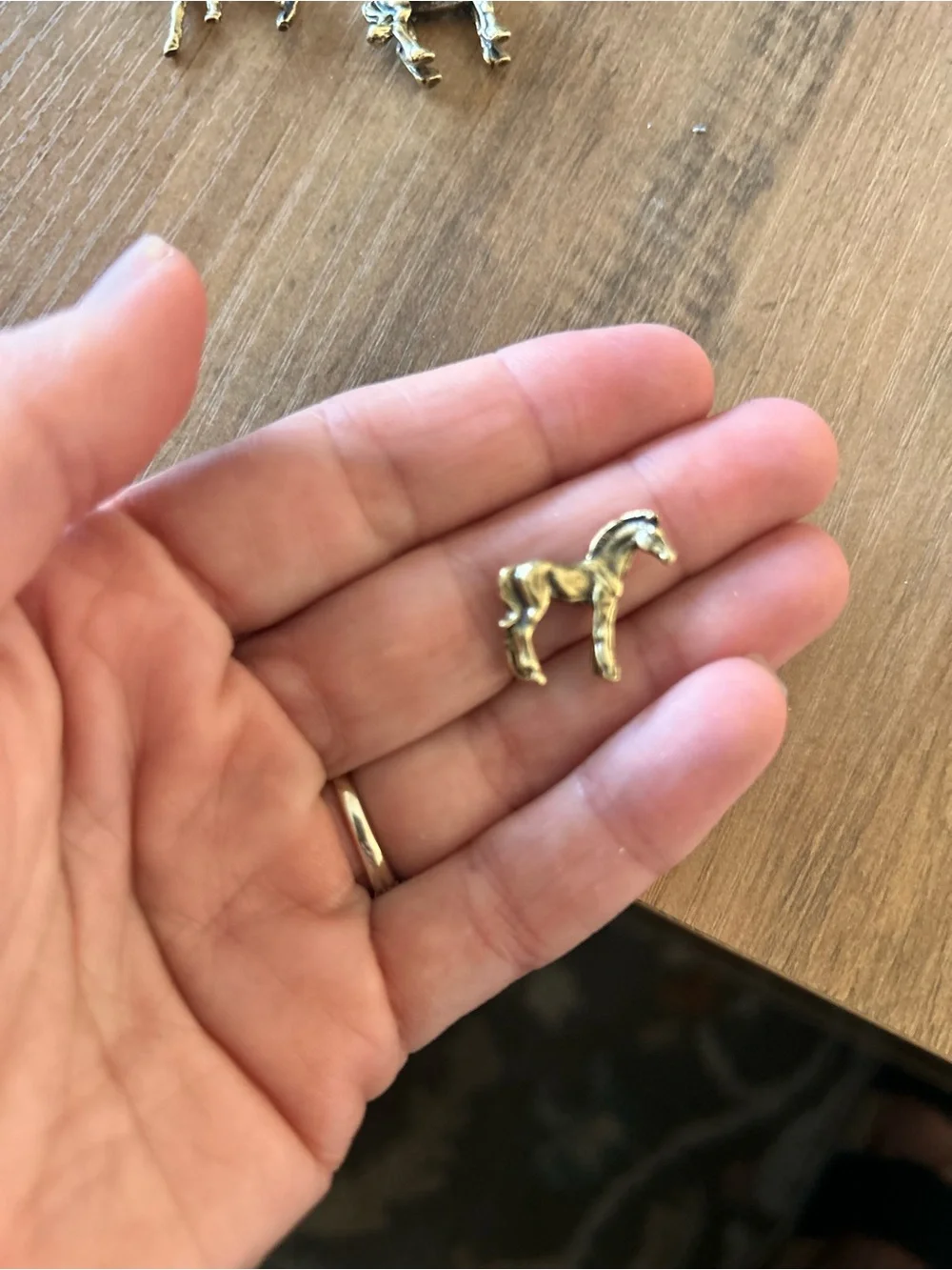 VTG brass Gold Horse figurine  Set set lot 4 Mini Equestrian Charms